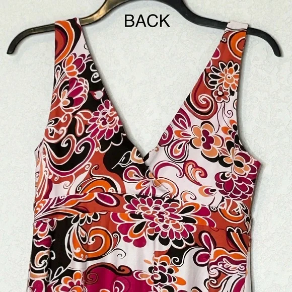 Metro 7 Size Medium (8-10) Orange Retro Surplice Sleeveless Dress - Picture 6 of 10